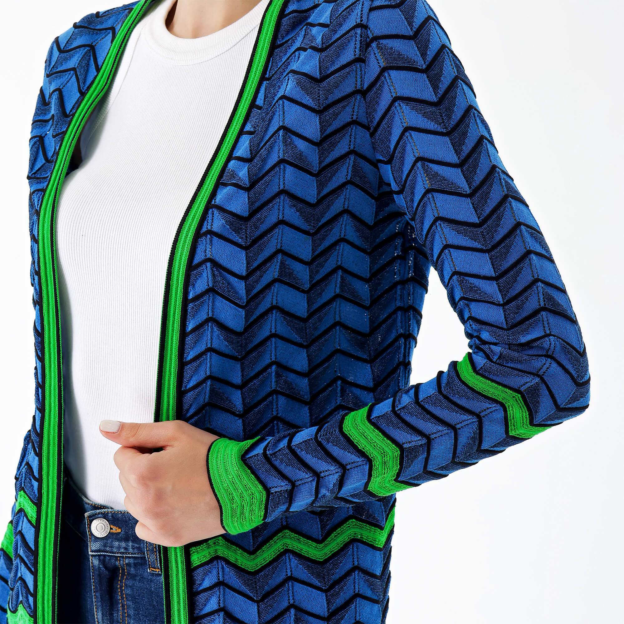 Missoni - Blue&Green&Black Zigzag Cardigan